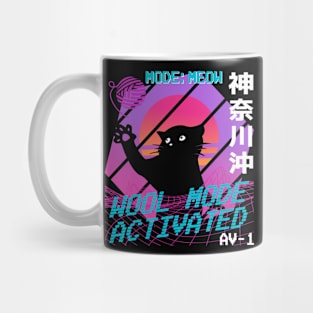 Vaporwave Aesthetic Style 80th Synthwave Cat Mug